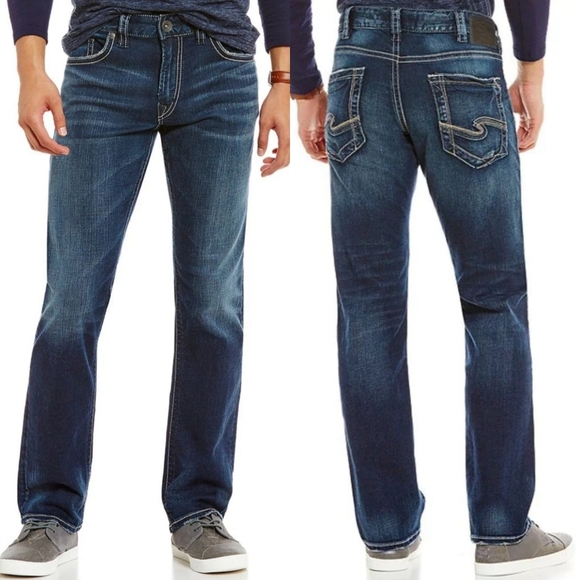 Silver Jeans Co - Eddie Relaxed Tapered-Fit Dark W - Picture 1 of 3